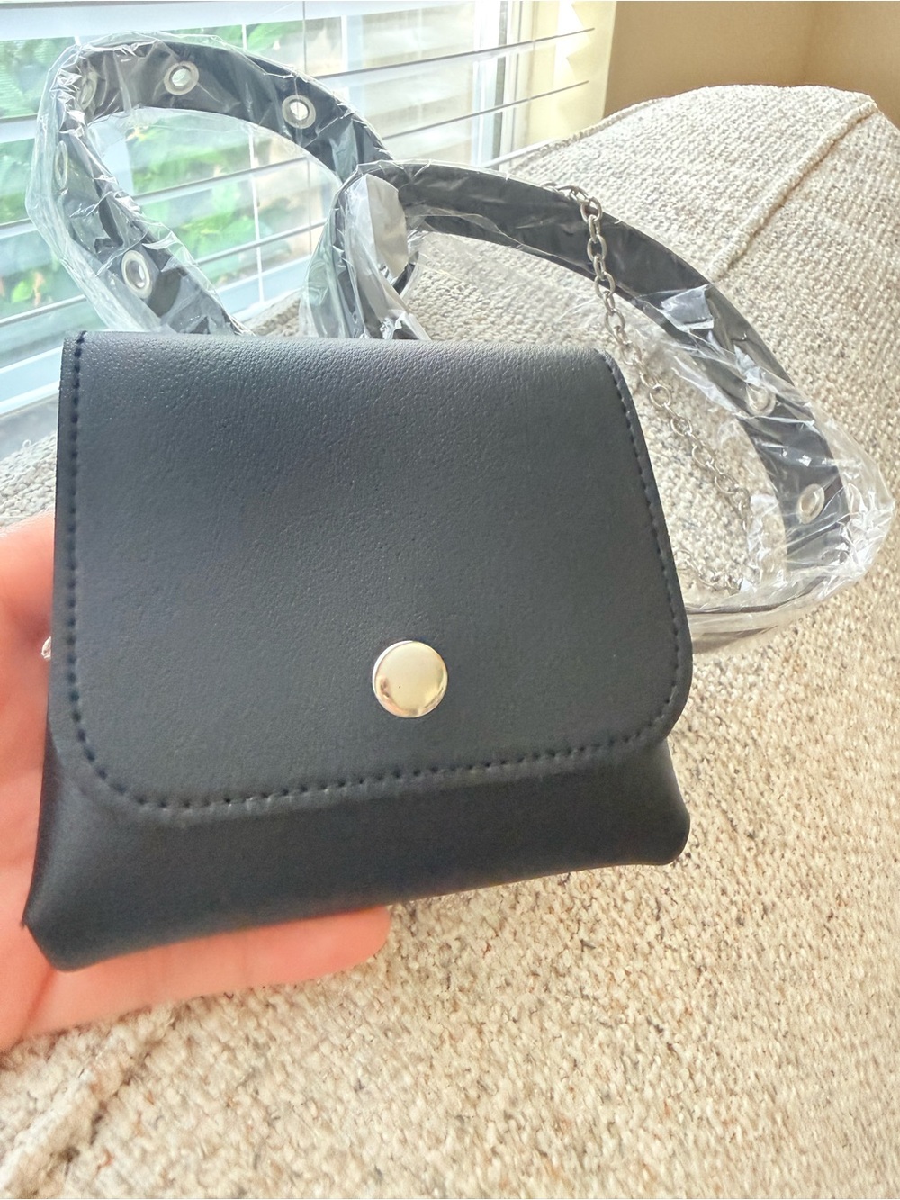 Black Crossbody Chain Bag with Silver Hardware - Picture 8 of 11